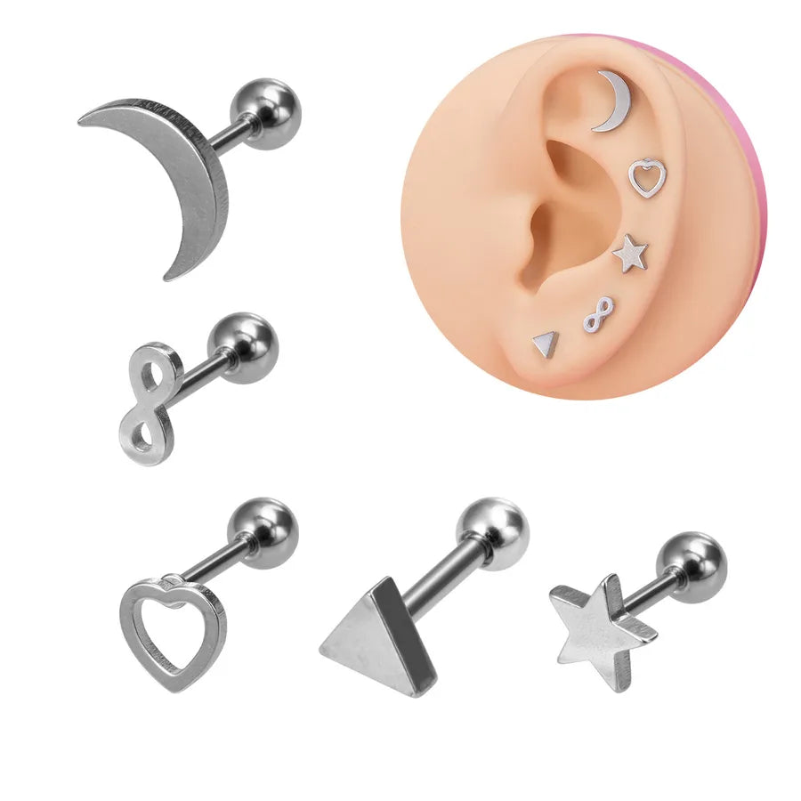 Silver Geometric Zircon Tooth Earrings Set