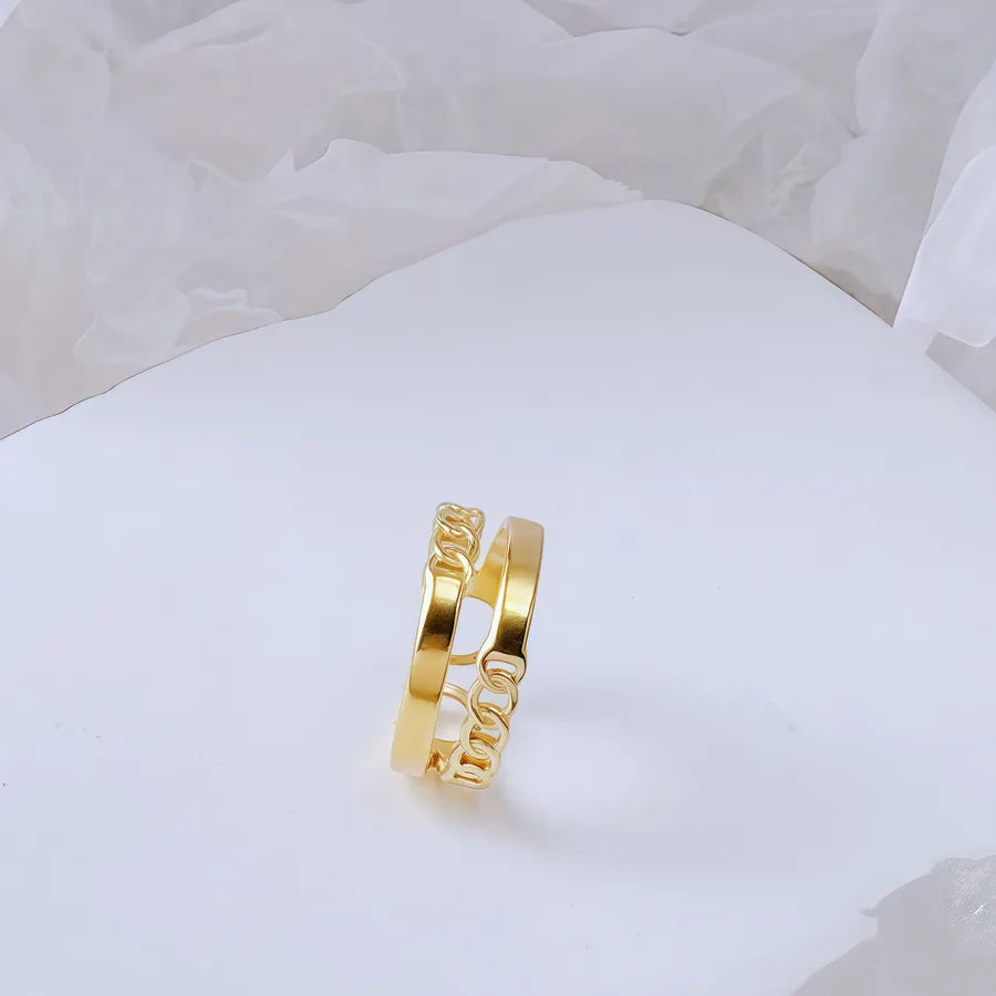 Gold Bamboo Titanium Steel Open Ring Adjustable Opening Golden Hydraulic J07