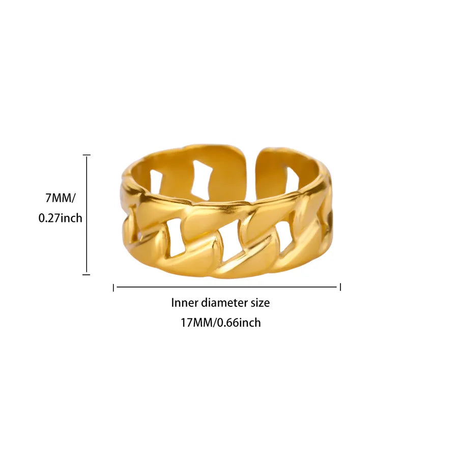 Stainless Steel Rose Geometric Open Ring Adjustable Opening 3