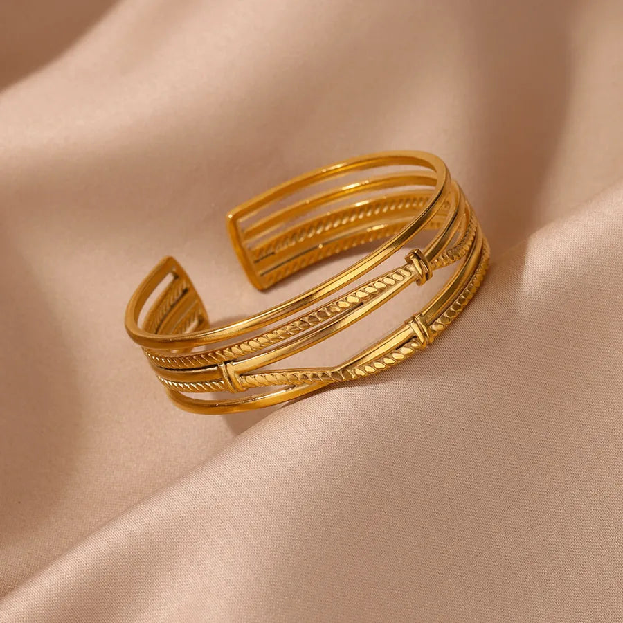 18K Gold Plated Hollow Chain Bracelet for Women