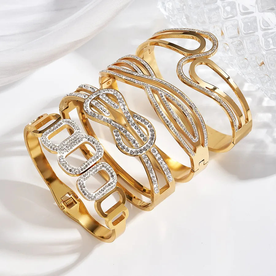 18K Gold PVD Geometric Open Bangle Bracelet