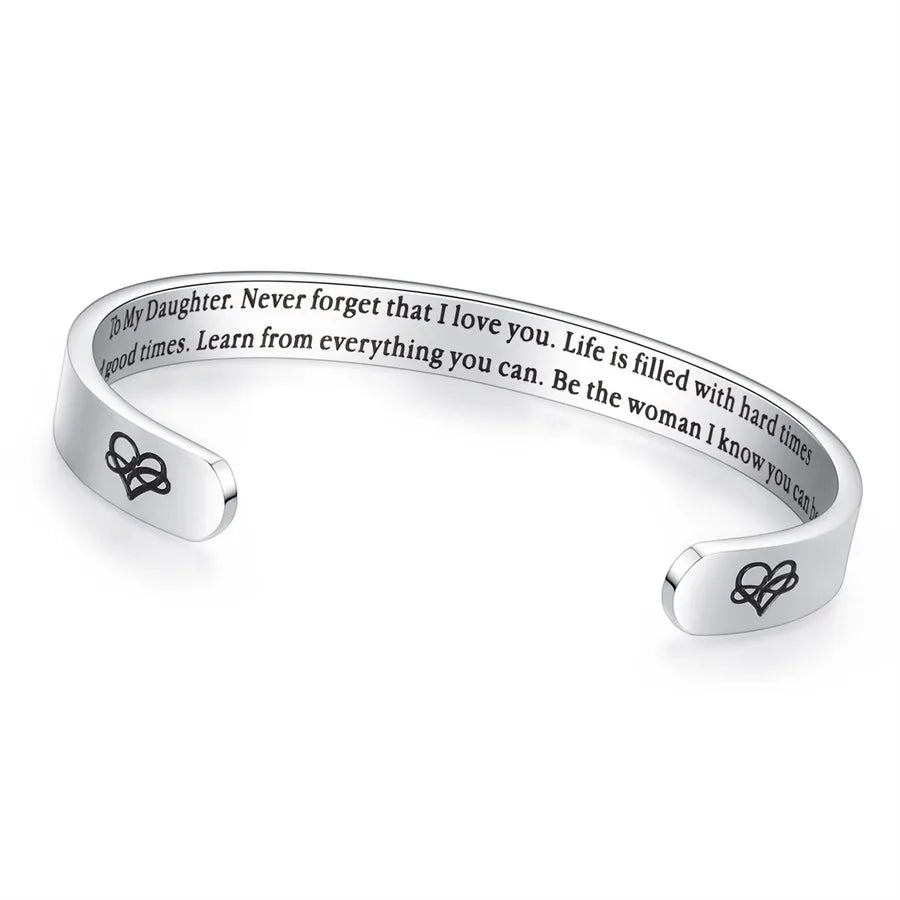 Retro Heart Stainless Steel Bangle 21-Daughter Gifts - Never Forget That_yythk
