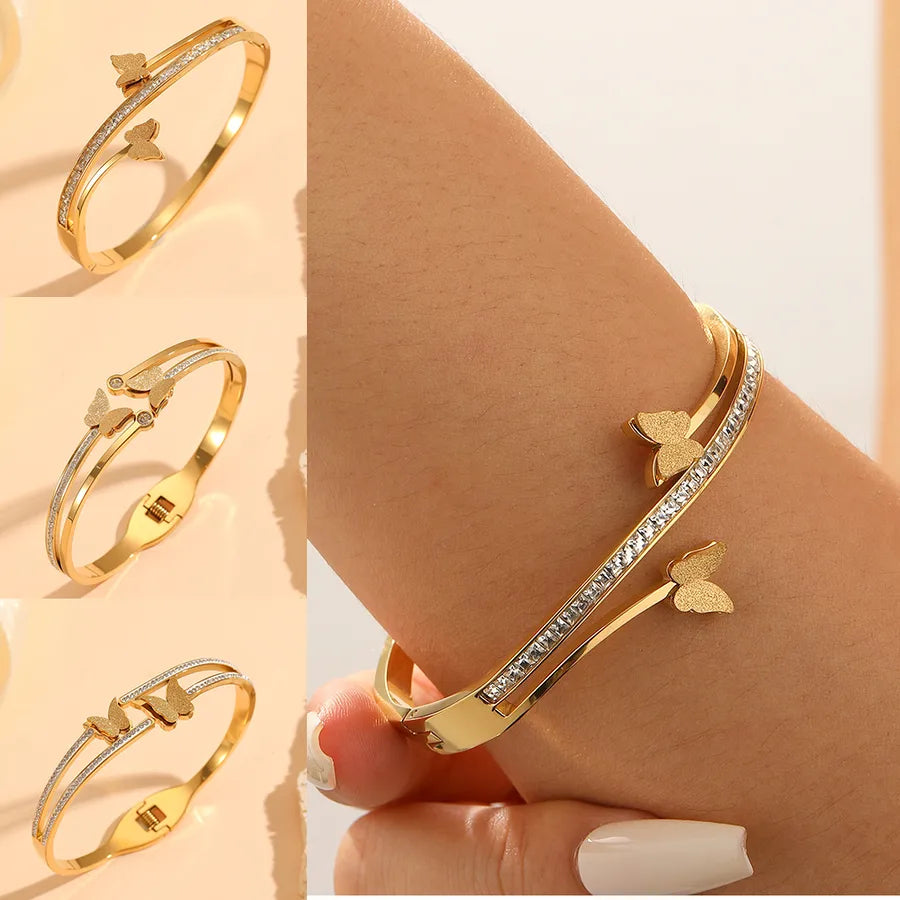 18K Gold Butterfly Bangle – Stainless Steel