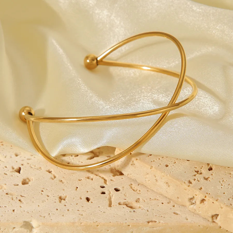 18K Gold Plated Stainless Steel Line Bangle