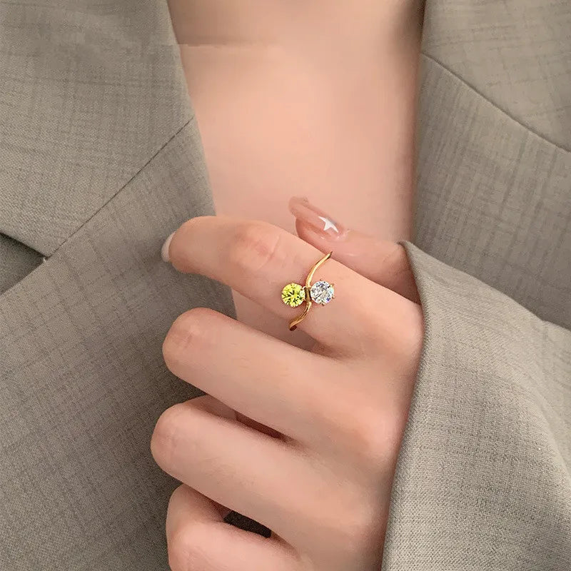 Gold Geometric Zirconia Stackable Ring