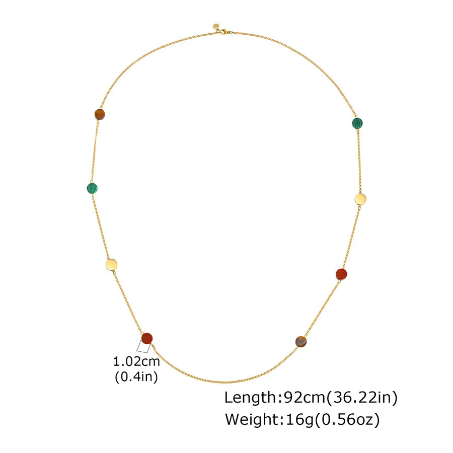 Geometric Stainless Steel Beaded Necklace Gold NC-2496G