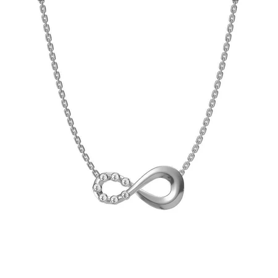 Titanium Infinity Necklace with Zircon N0073S Steel Color 7 Pieces