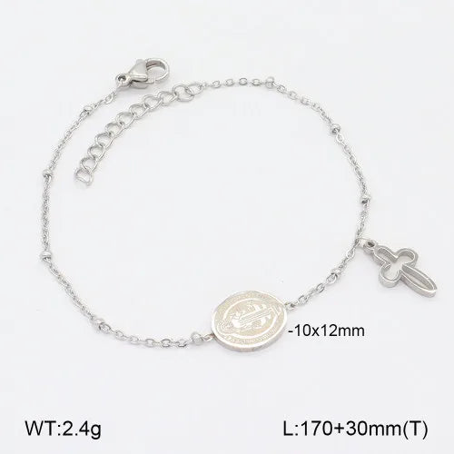 Vintage Gold Cross Stainless Steel Bracelet 170*5+30mm 5 Silver 1 Strand Package