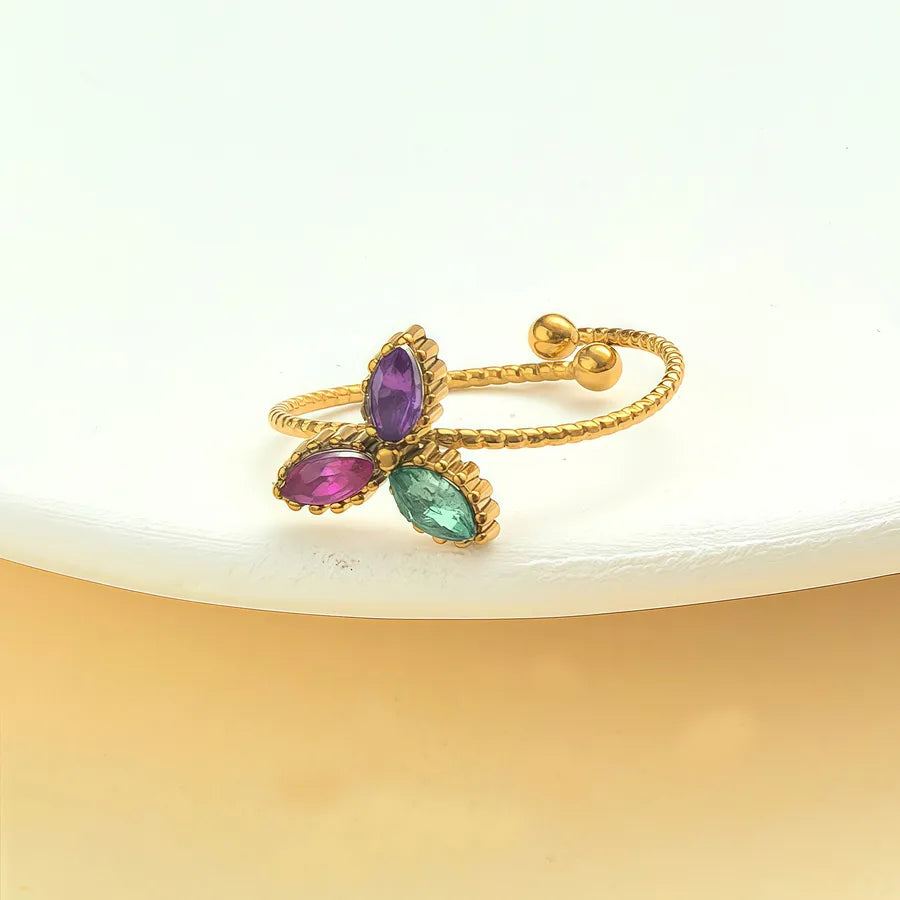 Elegant Rhinestone Knot Stainless Steel Ring JZ-25-09-032