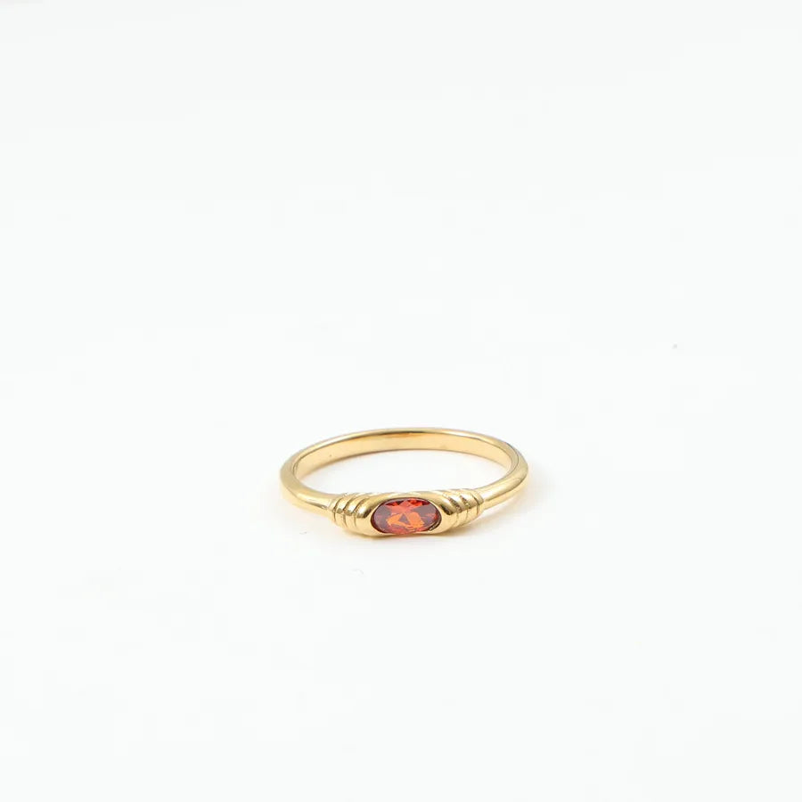 18K Gold Plated Red Zirconia Titanium Ring