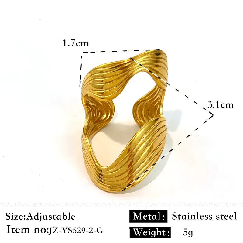 18K Gold Plated Geometric Stainless Steel Ring