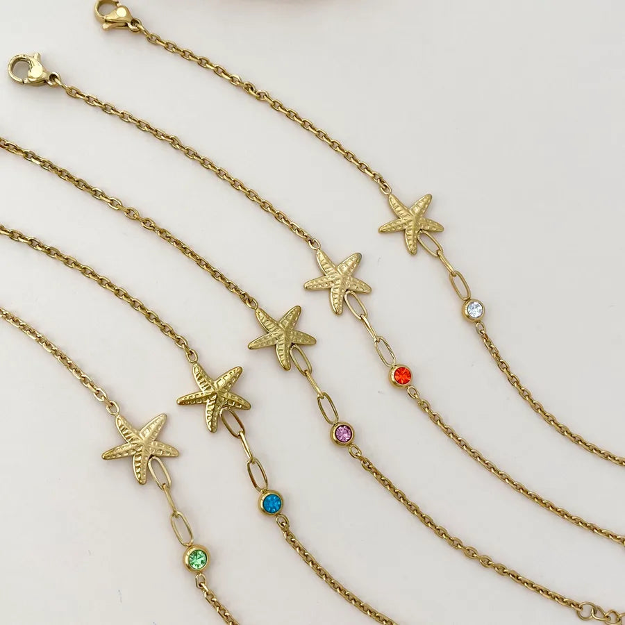 18K Gold Starfish Bracelet in Titanium Steel