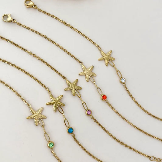18K Gold Starfish Bracelet in Titanium Steel