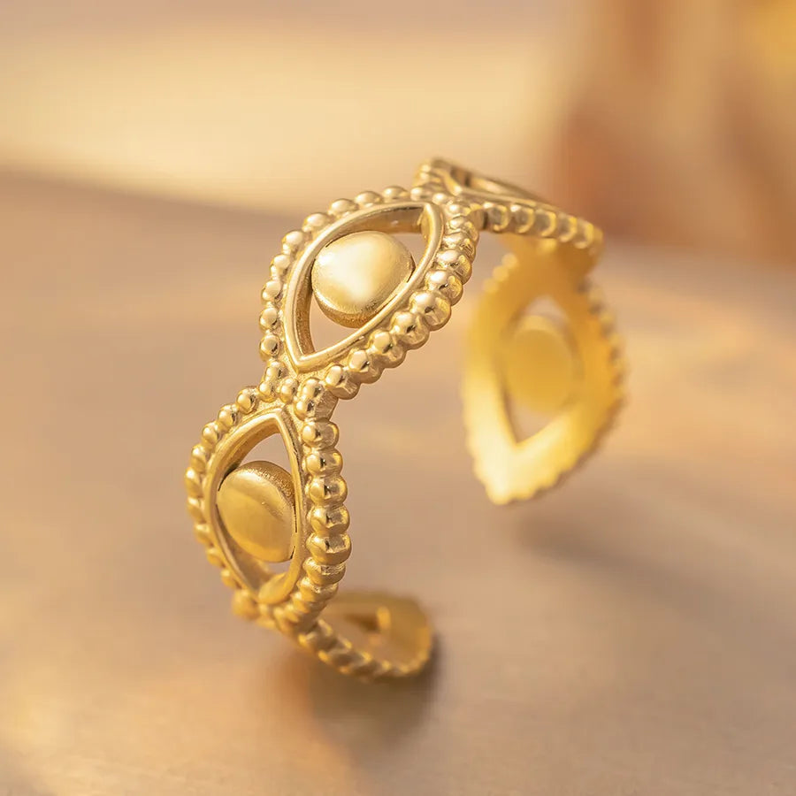 18K Gold Titanium Steel Geometric Open Ring K299 Gold Ring Adjustable