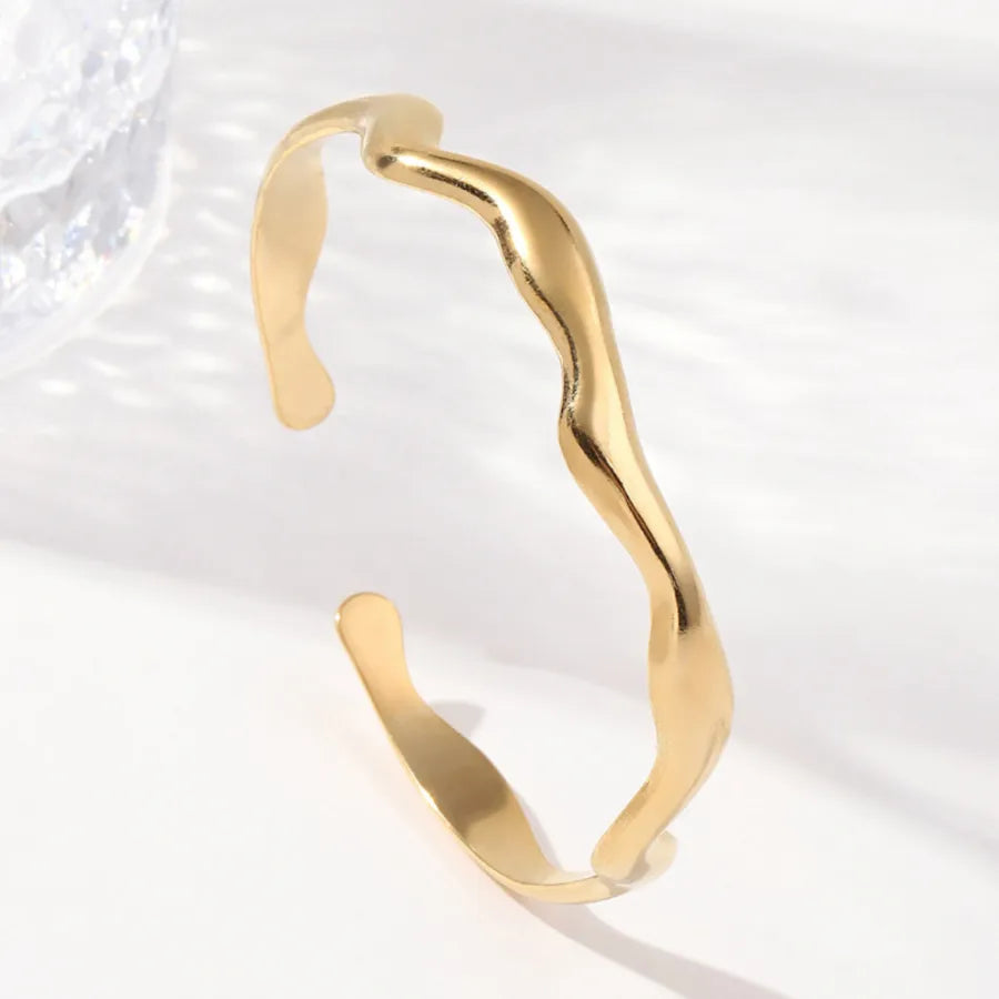 Unisex Titanium Steel Wide Cuff Bracelet WSZ009-2 Adjustable Opening