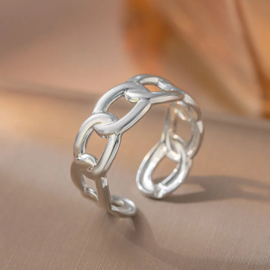 Adjustable Geometric Titanium Steel Ring K2 Steel Color Ring Adjustable