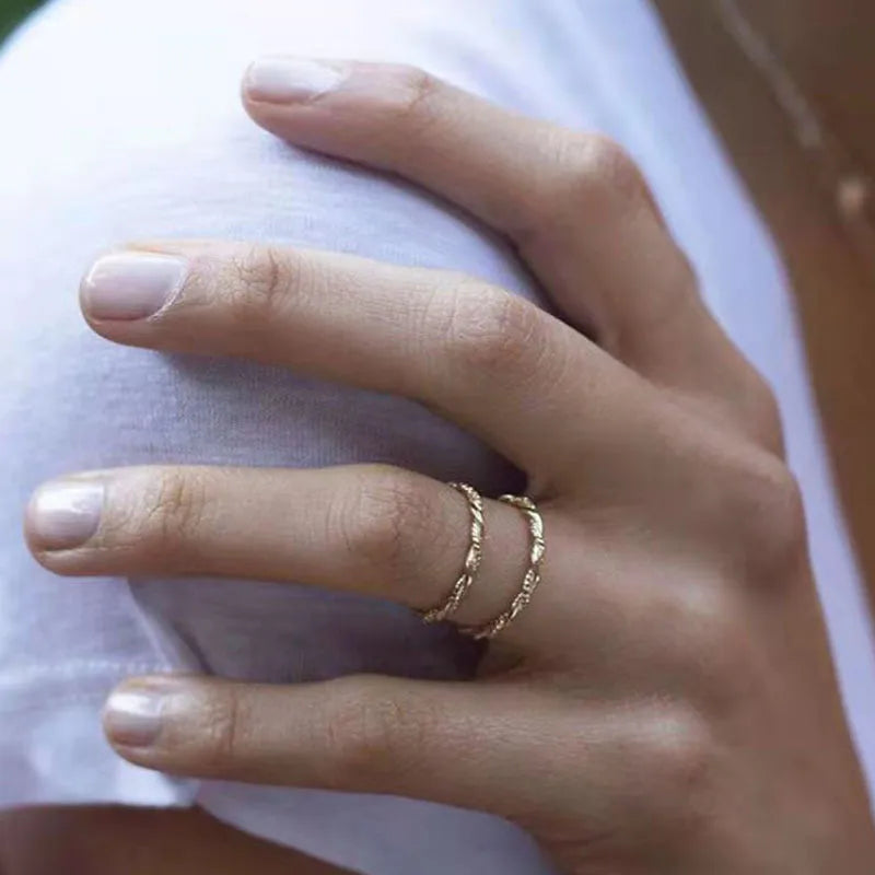 Double Layer Twisted Rope Titanium Ring