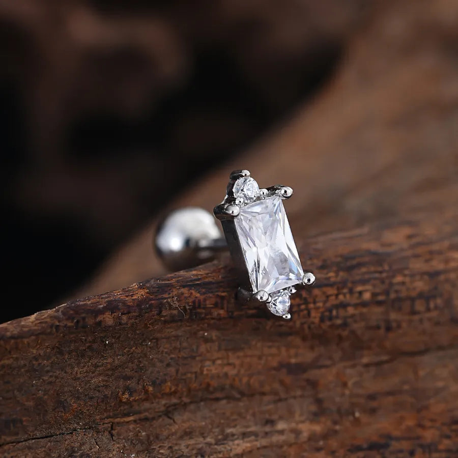 Stainless Steel Zirconia Stud Earrings 3451 Silver Ear Studs