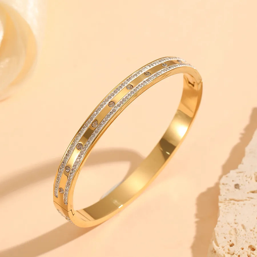 18K Gold PVD Geometric Stainless Steel Bangle