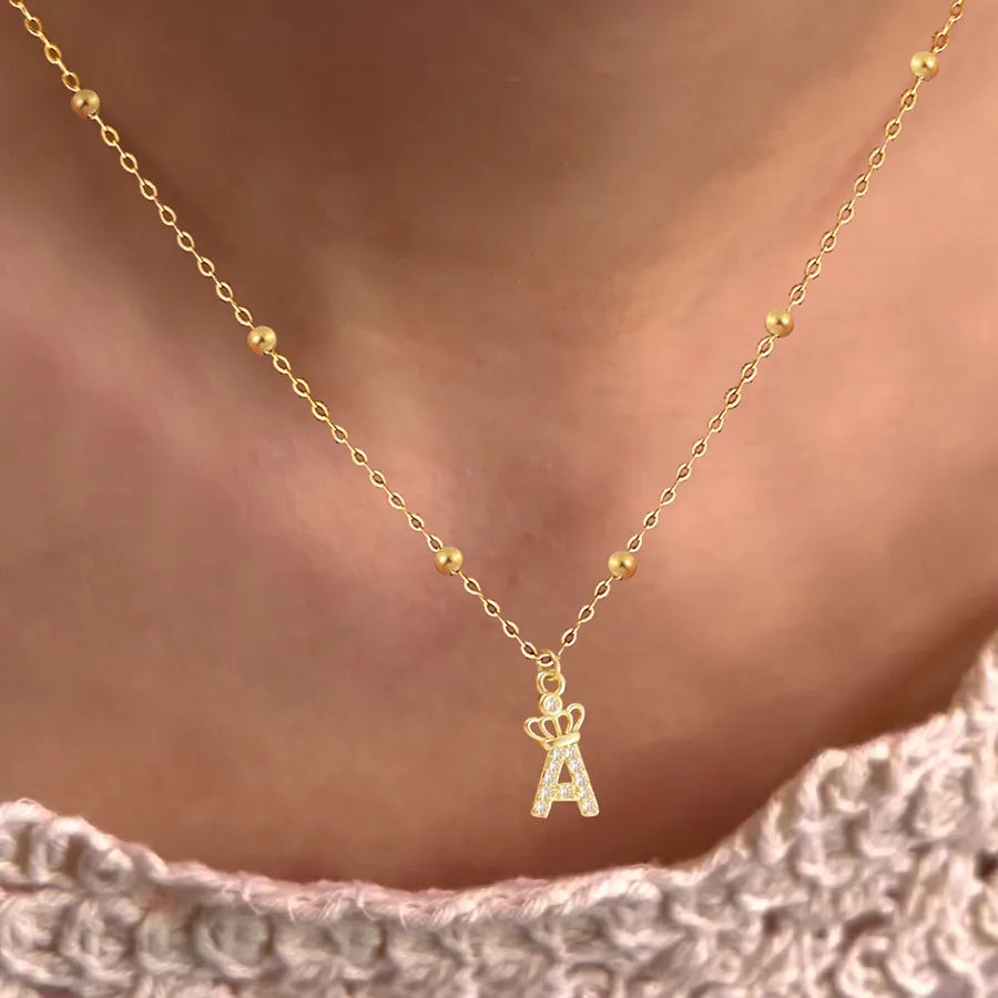 18K Gold Plated Letter Pendant Necklace