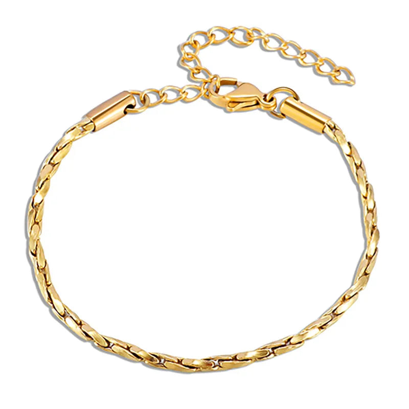 Gold Plated Snake Bone Bracelet – Unisex Geometric
