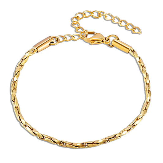 Gold Plated Snake Bone Bracelet – Unisex Geometric