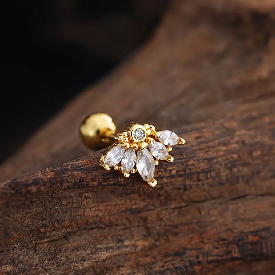 Stainless Steel Zirconia Stud Earrings 3453 Gold Ear Studs