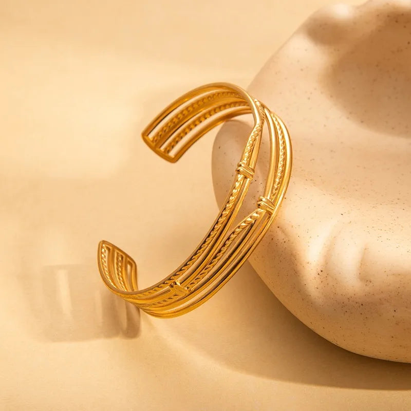 Adjustable Textured Titanium Steel Bangle