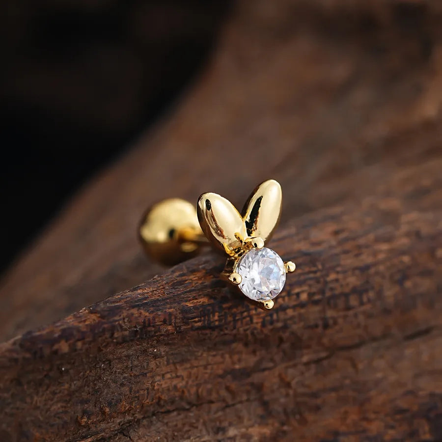 Stainless Steel Zirconia Stud Earrings 3454 Gold Ear Studs