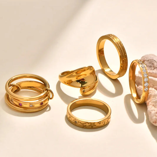 Gold-Plated Titanium Ring with Zircon for Women