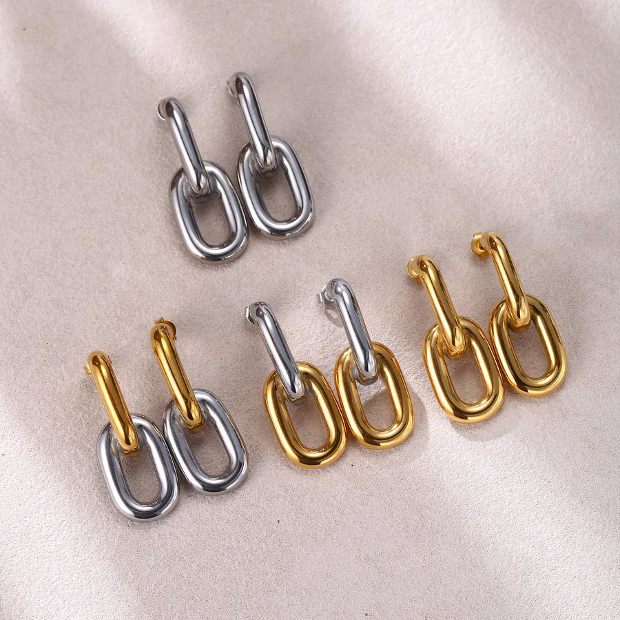 Geometric Stainless Steel Drop Earrings