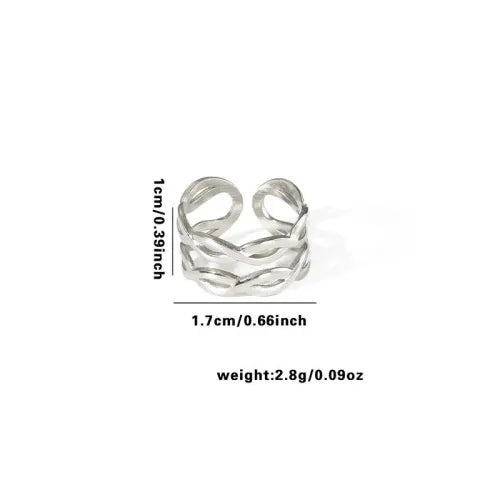 Titanium Steel Fish Tail Ring for Women Adjustable Opening TYR0409