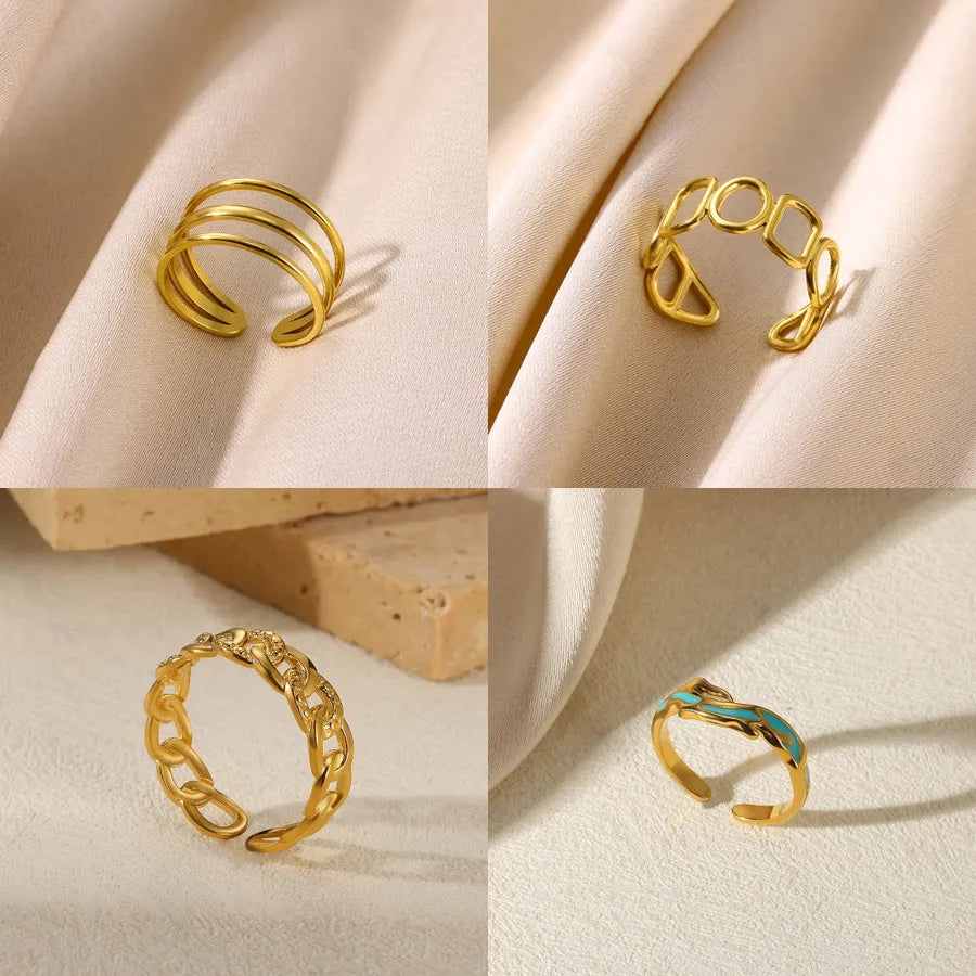 18K Gold Plated Geometric Pearl Ring