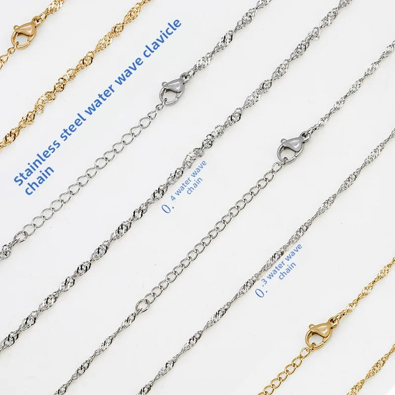 Stainless Steel Water Wave Chain Necklace