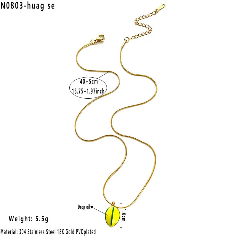 18K Gold Plated Geometric Pendant Necklace Average Size Yellow