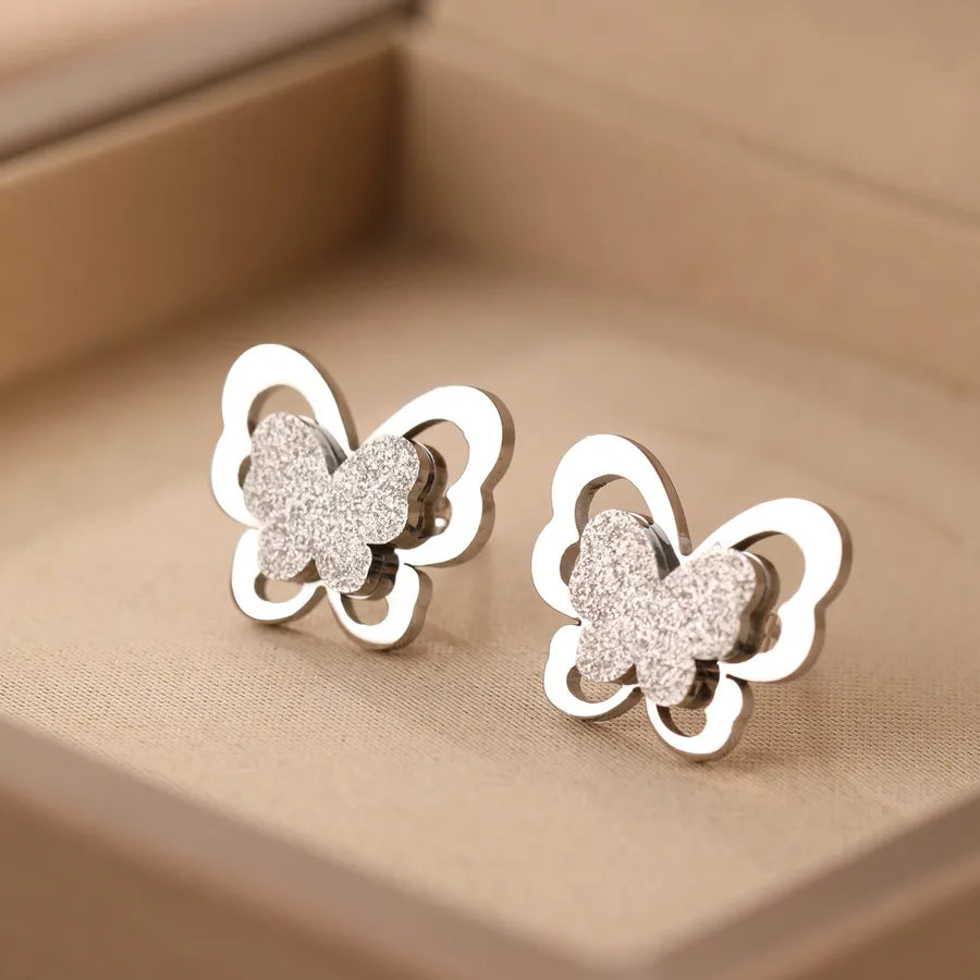 Gold Plated Stainless Steel Star & Moon Earrings Average Size Steel Color 002#