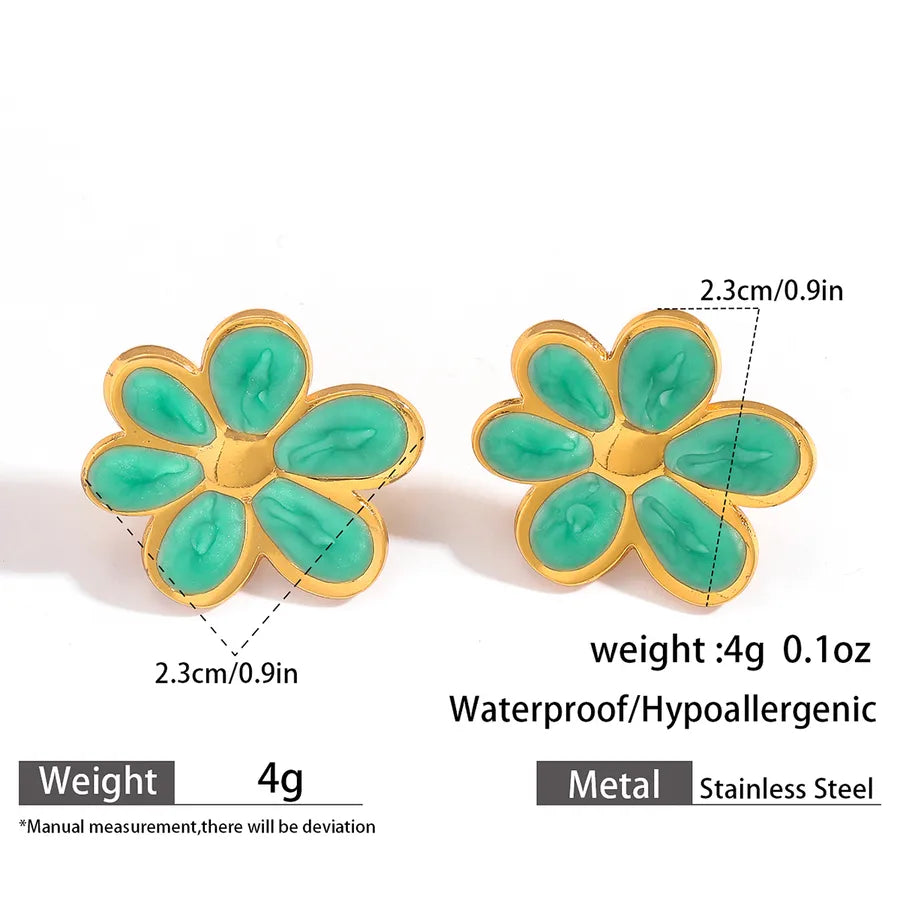 Gold Leaf Drop Earrings – Titanium Steel & Acrylic 13#