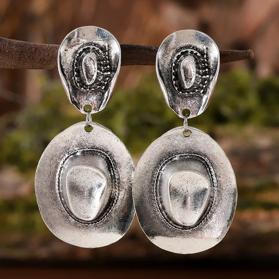Vintage Western Cowboy Hat Drop Earrings