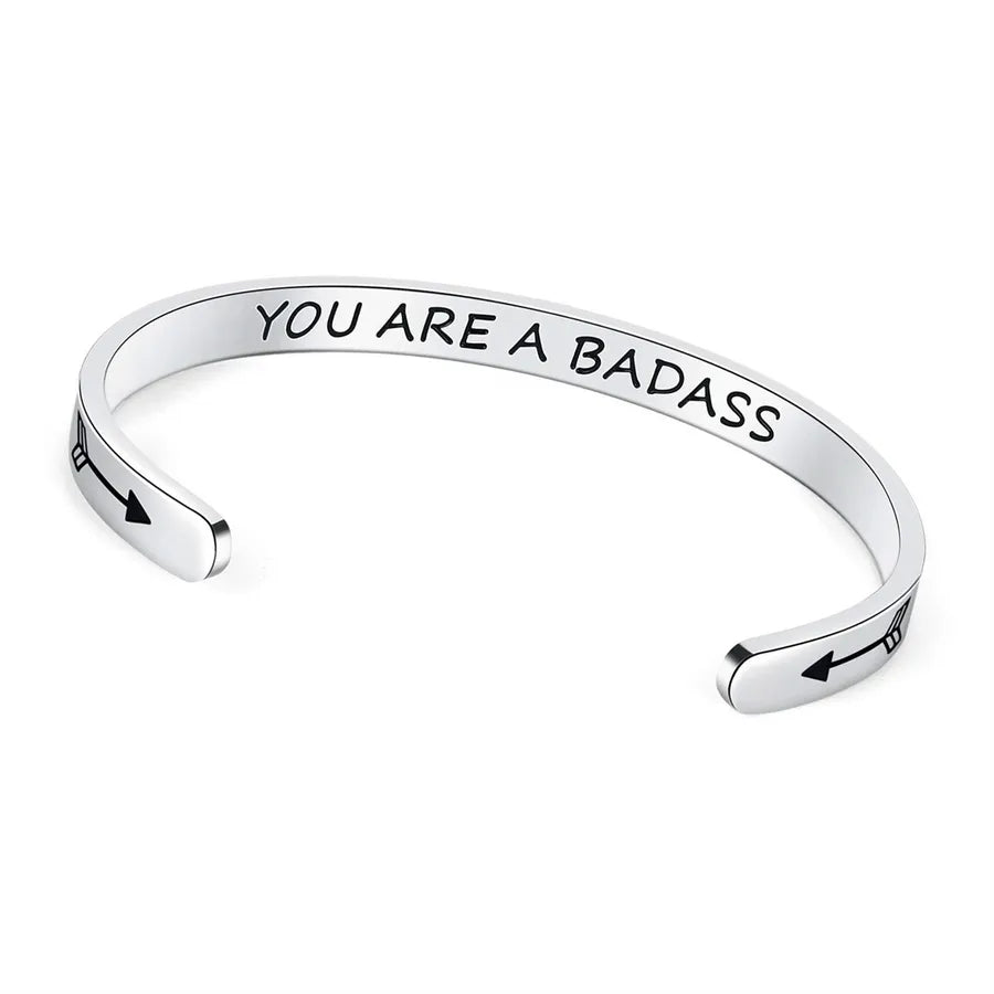 Retro Heart Stainless Steel Bangle 83-You Are a Badass