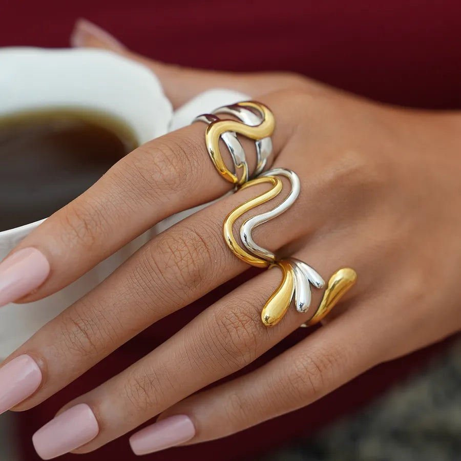 18K Gold Geometric Stainless Steel Ring