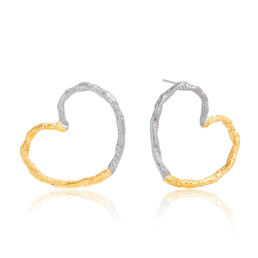 Gold & Silver Twisted Heart Earrings