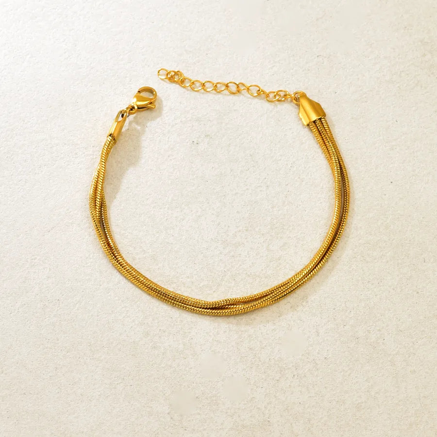 18K Gold Plated Triple Snake Chain Bracelet