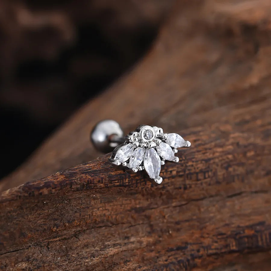 Stainless Steel Zirconia Stud Earrings 3453 Silver Ear Studs