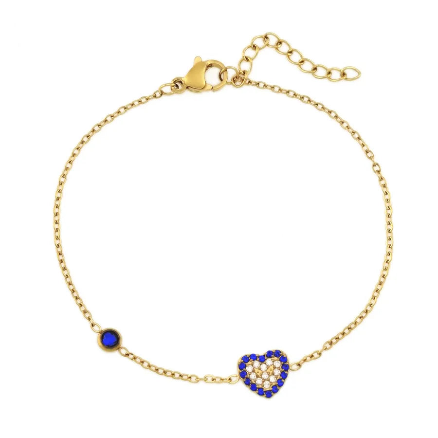 Heart-Shaped Zircon Titanium Steel Bracelet B0238G Love Bracelet