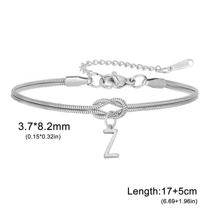 Double Layer Stainless Steel Letter Bracelet Letter Z (steel Color)