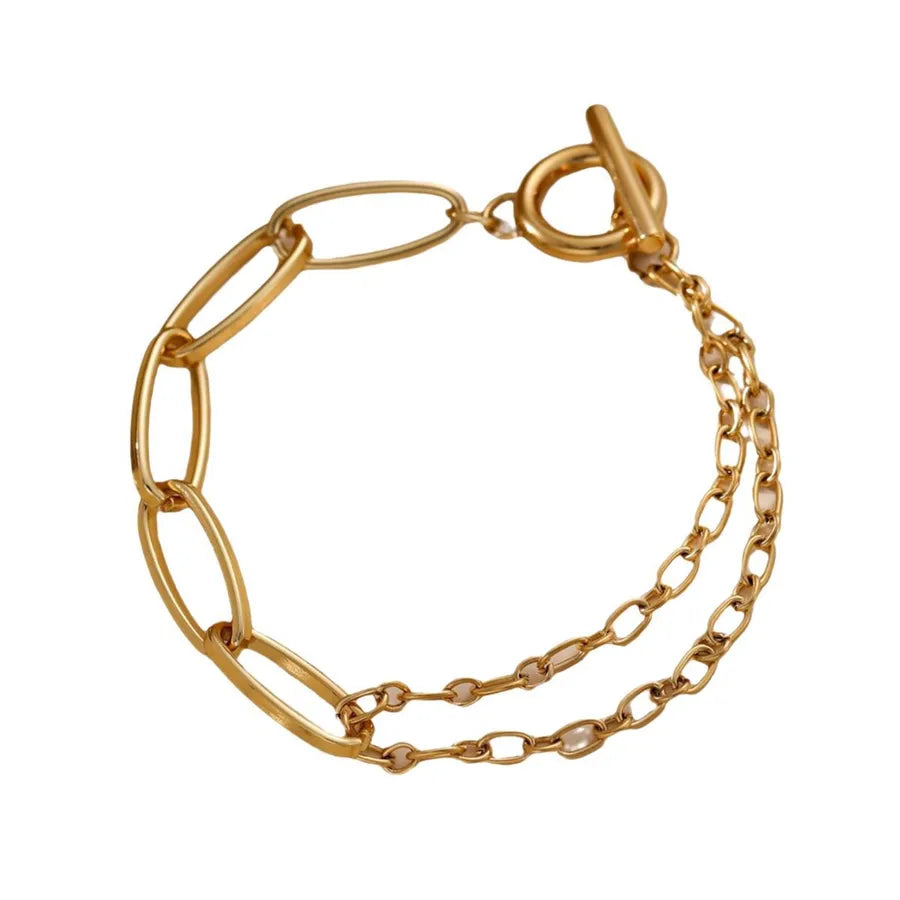 18K Gold Paperclip Titanium Steel Bracelet