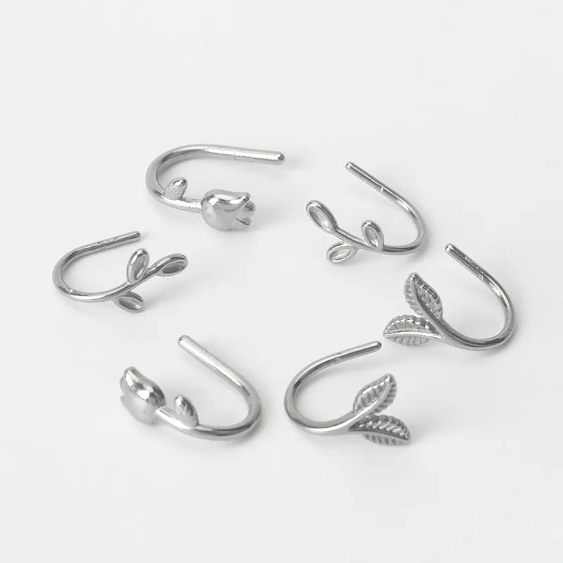 Stainless Steel Tulip Leaf Ear Hooks