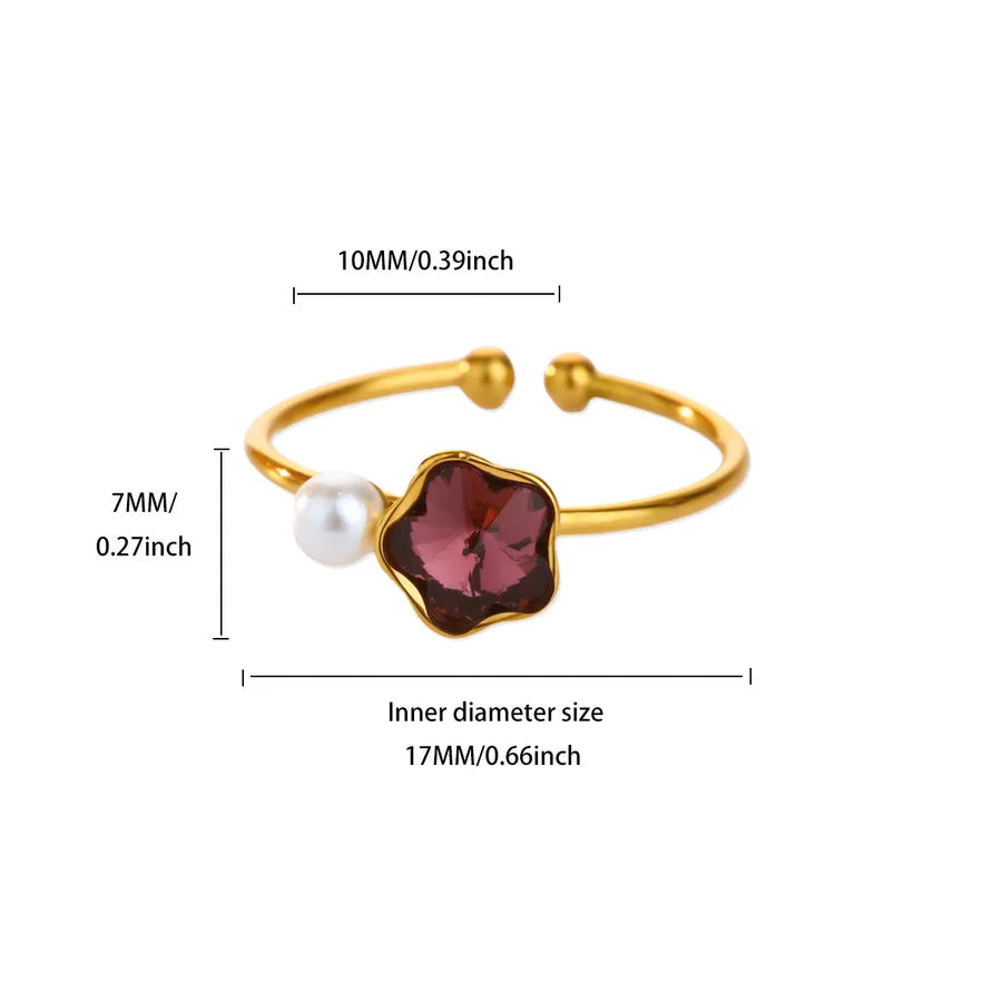 18K Gold Plated Pink Zircon Adjustable Ring 10