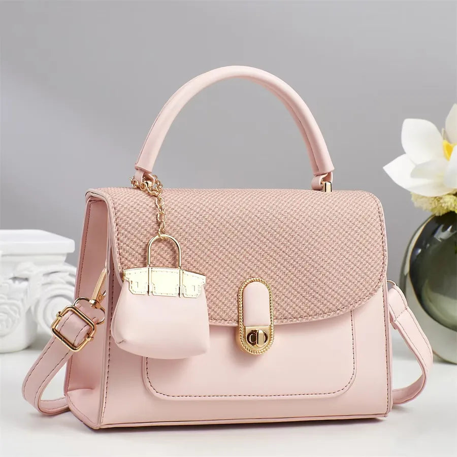 Retro PU Leather Crossbody & Shoulder Bag Set Pink