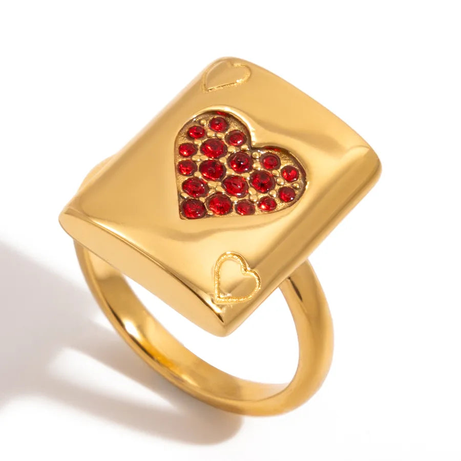 18K Gold Heart Ring in Stainless Steel